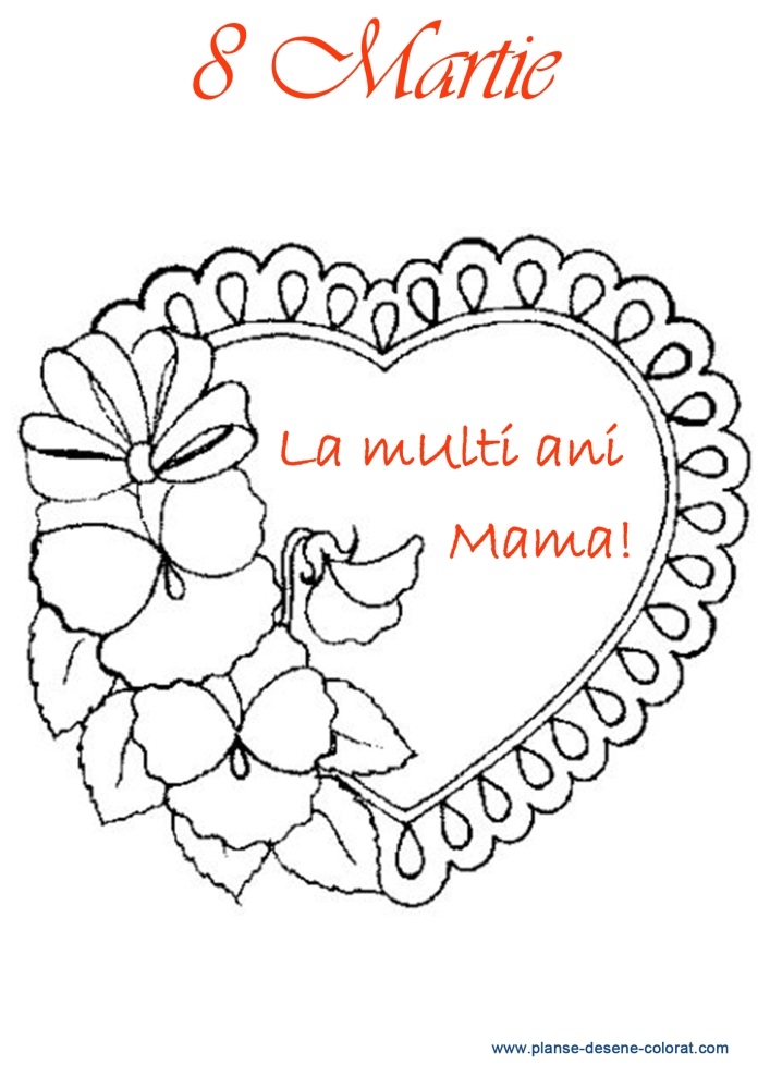 desene de colorat de ziua mamei inima flori